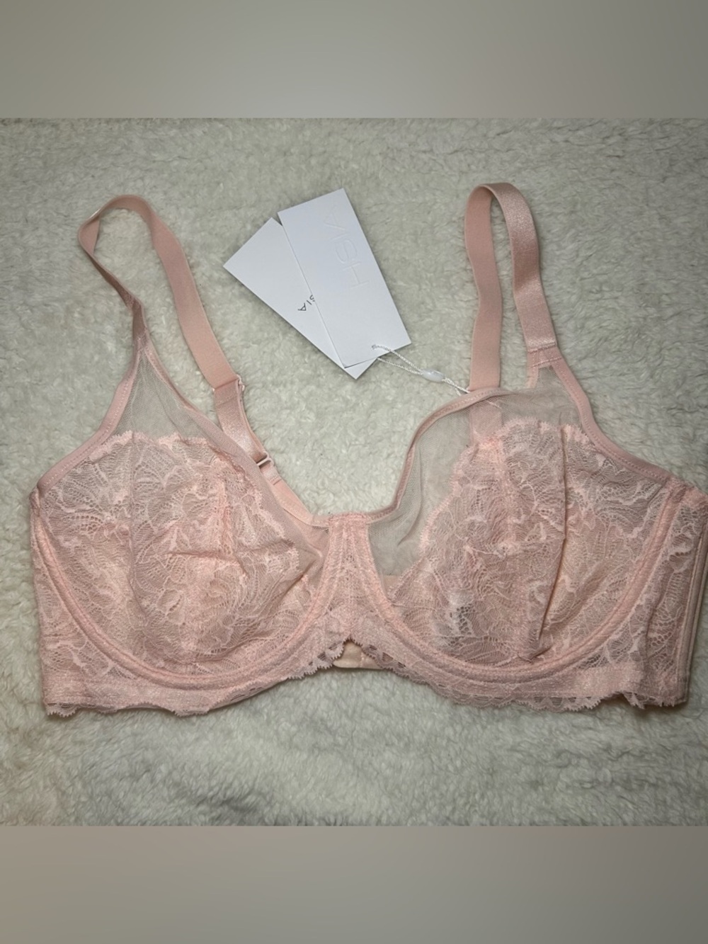 HSIA Lace Underwire Bra 38D Light Pink NEW